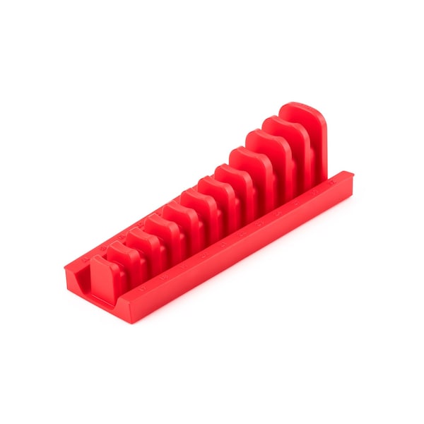 11-Tool 1/2 Inch Drive Crowfoot Wrench Organizer Rack, Red (17-32 mm)